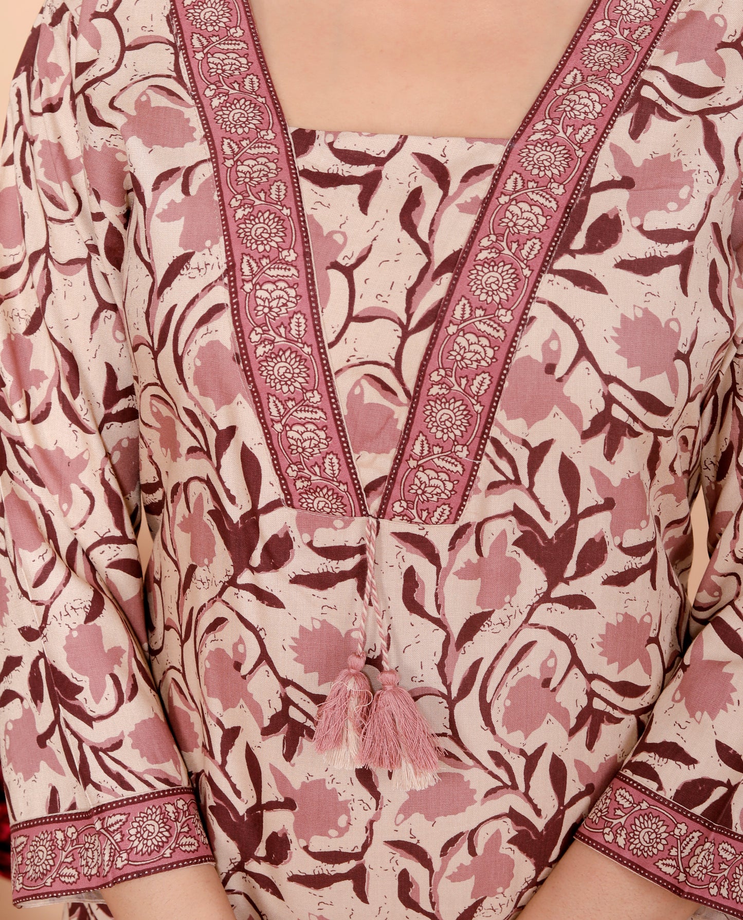 Wine Dabu Printed Rayon Printed Straight Women Kurta