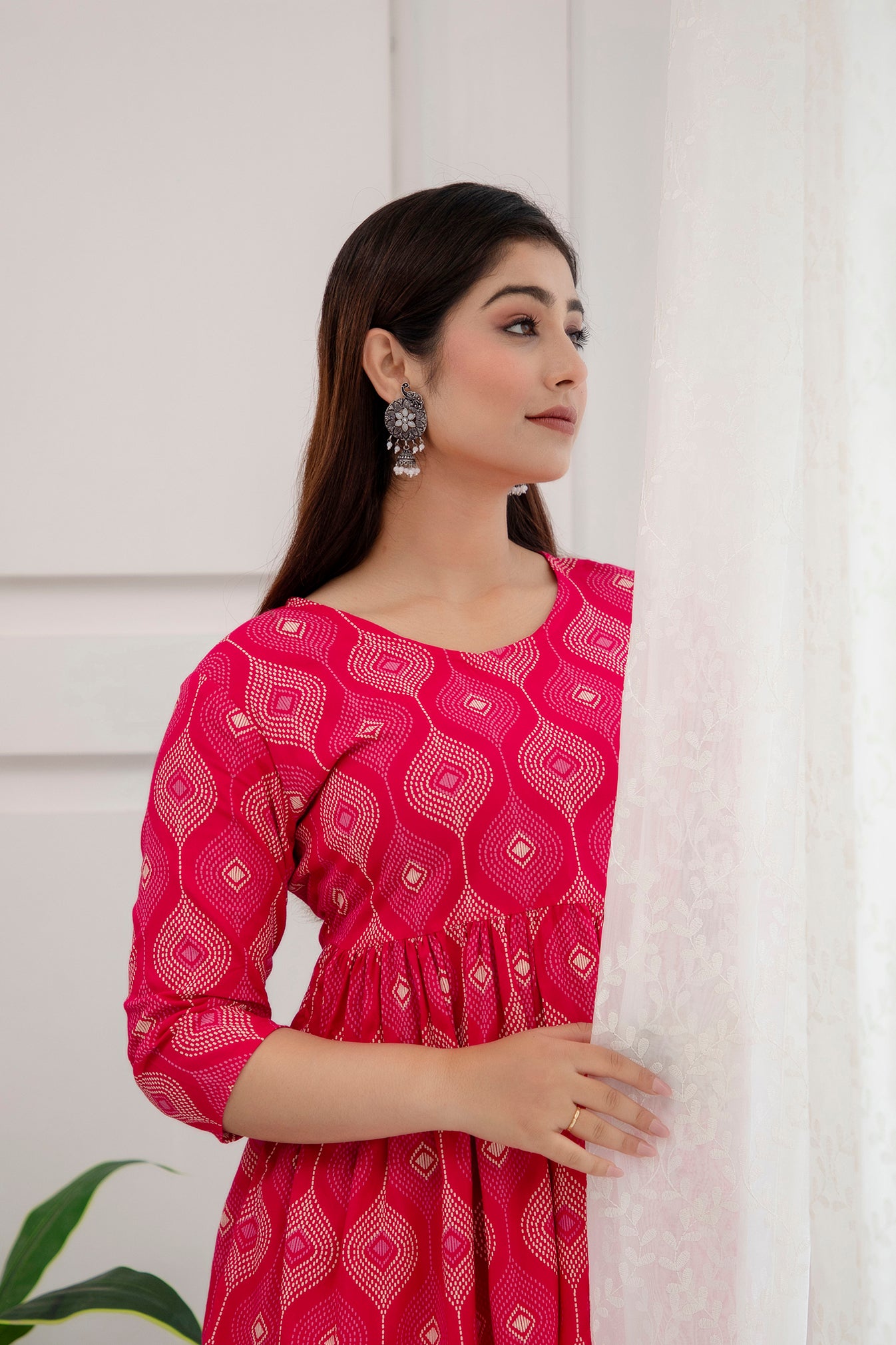 Veshviti vibrant pink Rayon Flared co-ord set