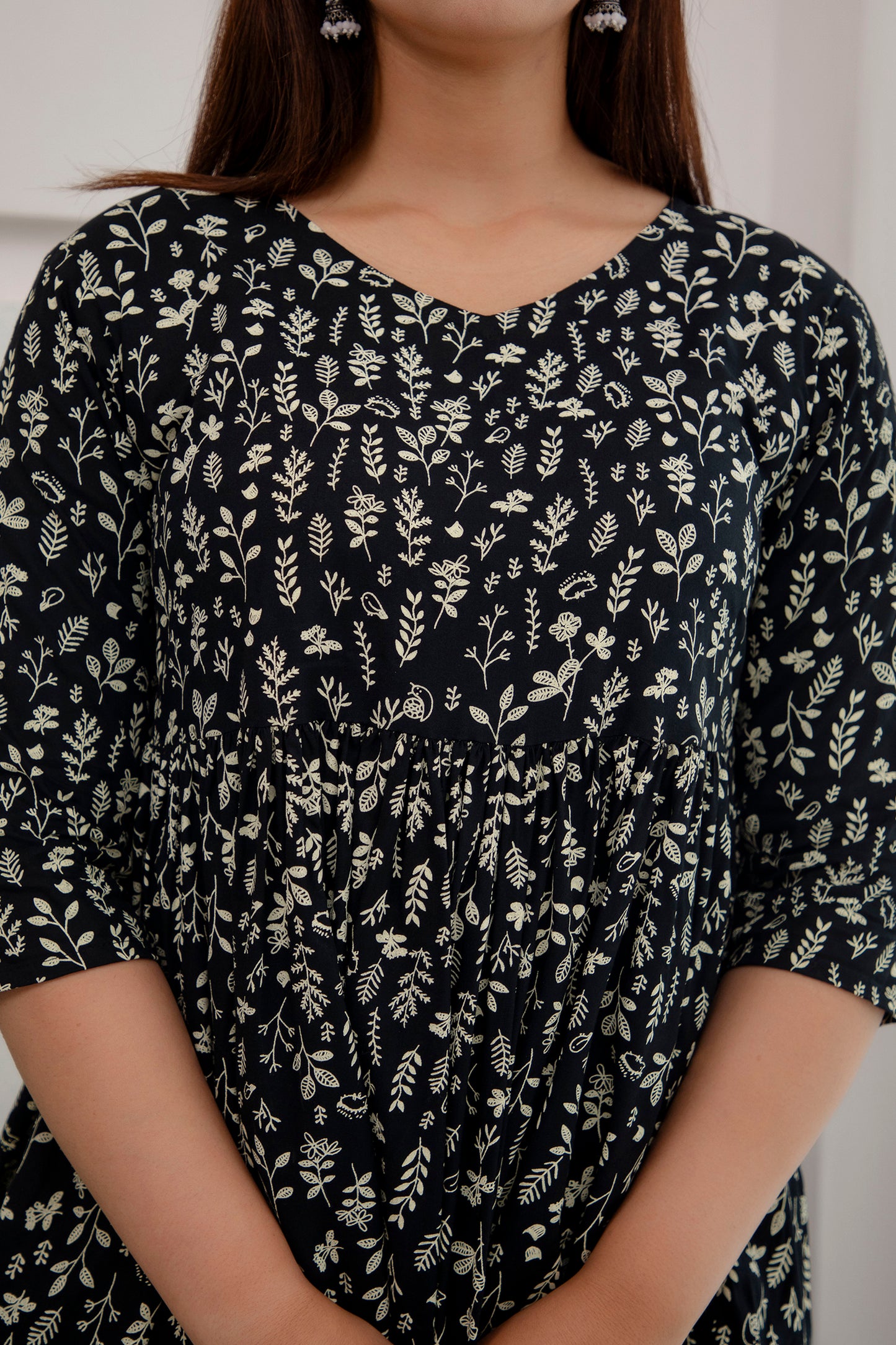 Veshviti Floral Printed Black Rayon Flared Co-ord Set