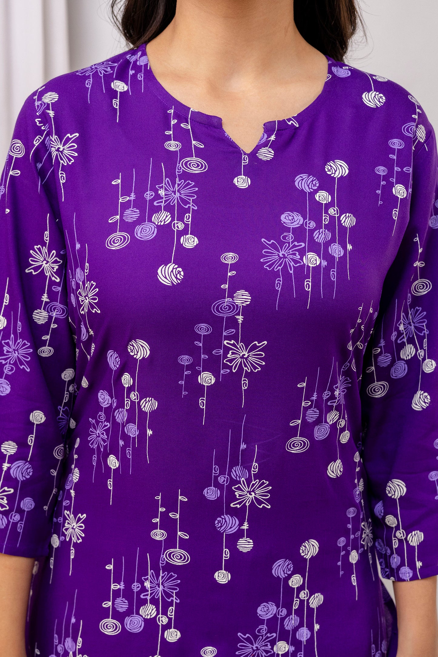 Veshviti Purle Leaf Motif Printed Rayon co-ord set