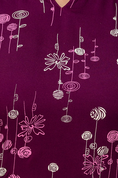 Veshviti Wine Floral Printed Rayon Co-ord Set