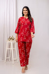 Veshviti Maroon Round Neckline Rayon Printed Co-ord Set